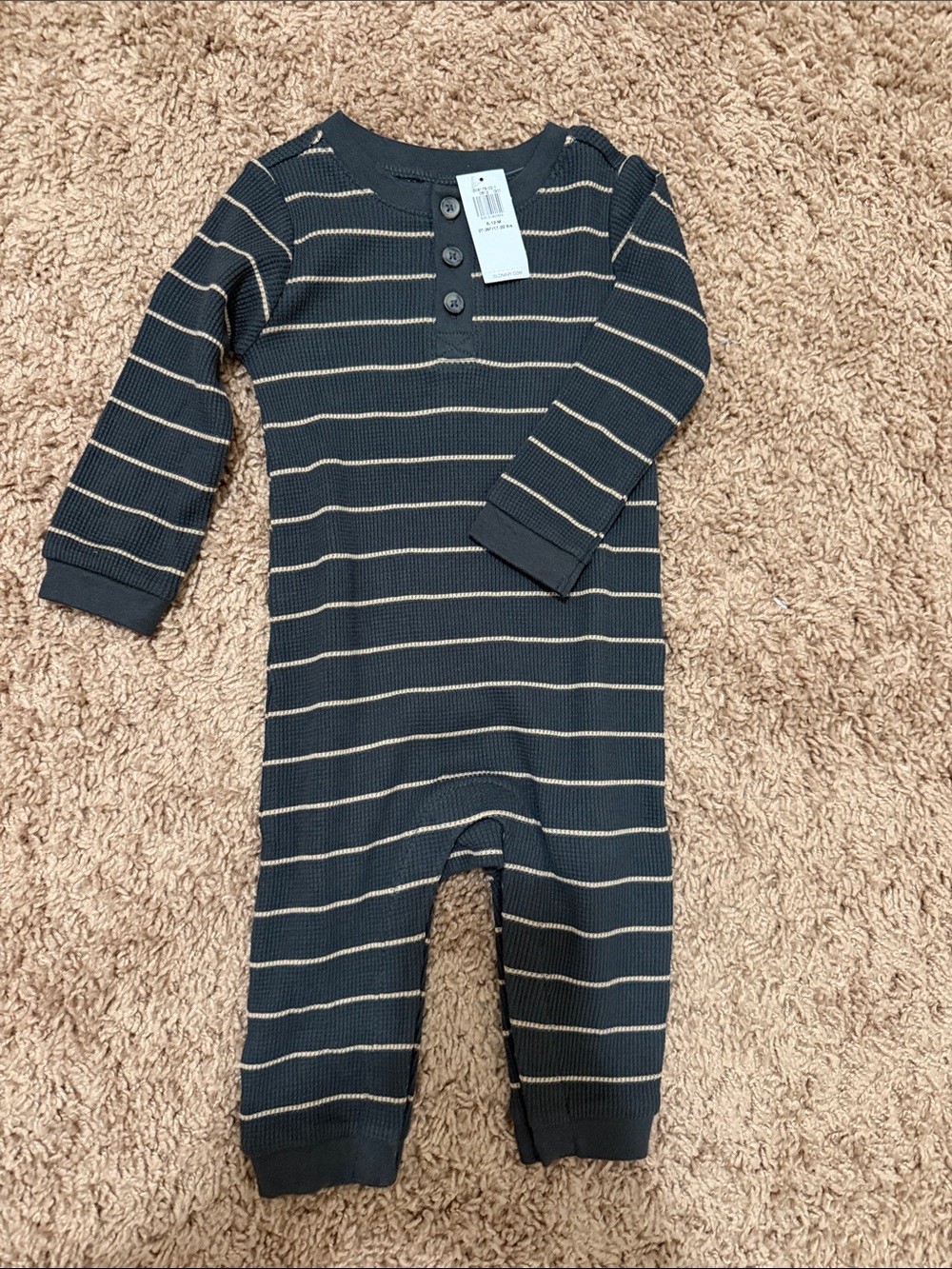 Old Navy Navy & Cream Striped Ribbed Baby One-Piece